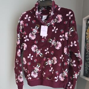 🆕️ Strawberry Shortcake Quarter Zip Fleece Pullover w/Pockets Size Medium NWT
